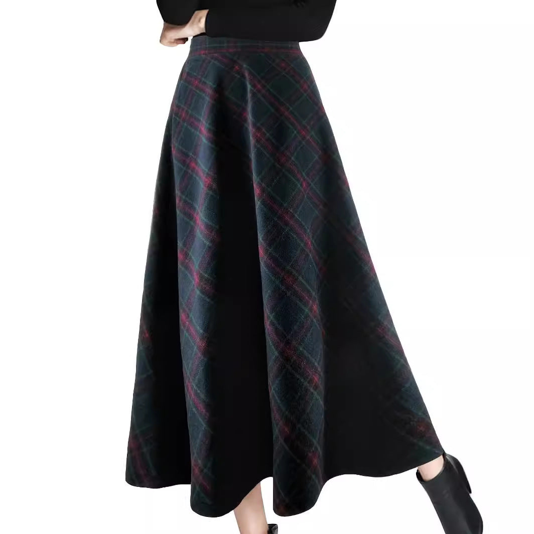 Women's Plaid Wool Wool Blend Skirt