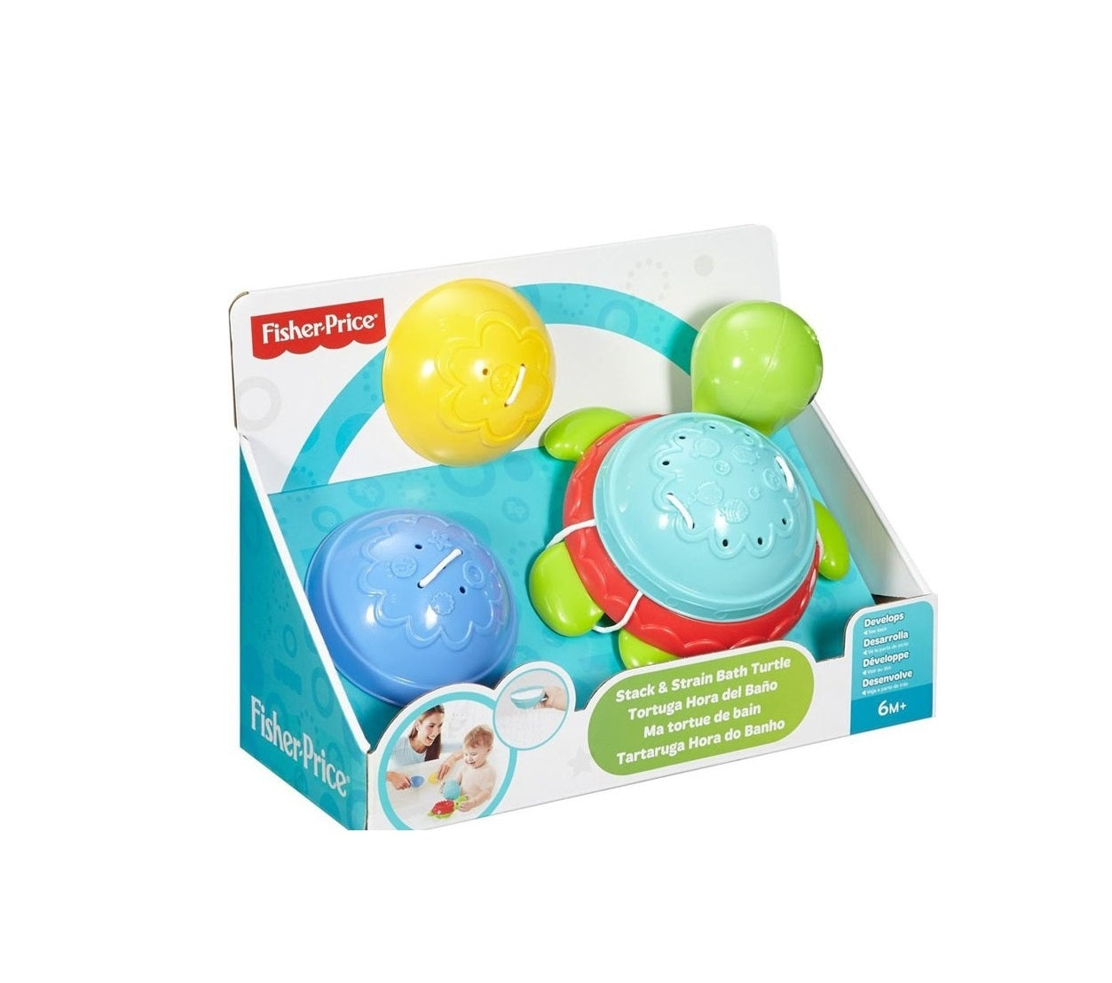 Fisher Price, Stack & Strain, Bath Turtle, Unisex, 6+ months