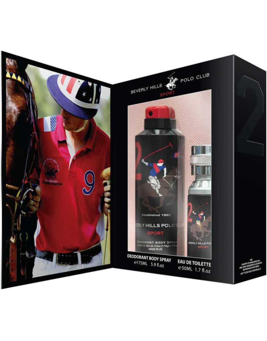 Gift Set Beverly Hills Polo Club: 1982 - Sport 2, Eau De Toilette, For Men, 50 ml + 1982 - Sport 2, Anti-Perspirant, Deodorant Spray, For Men, 175 ml