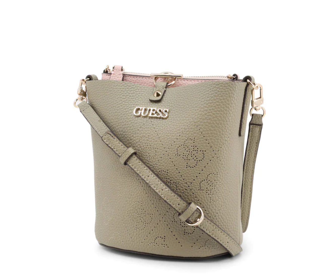 Guess, Amara, Polyester, Textile Handbag, 4G Logo, Green, HWSG8493010, 22 x 20.5 x 14 cm