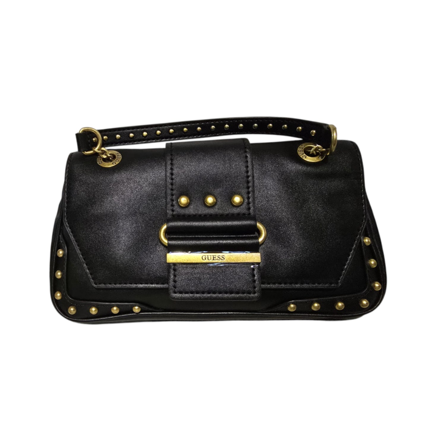 Guess, Belle, Synthetic Leather, Belt, Magnetic Clip, Textile Crossbody Bag, Black, VG774421, 29 x 15 x 4 cm, For Women