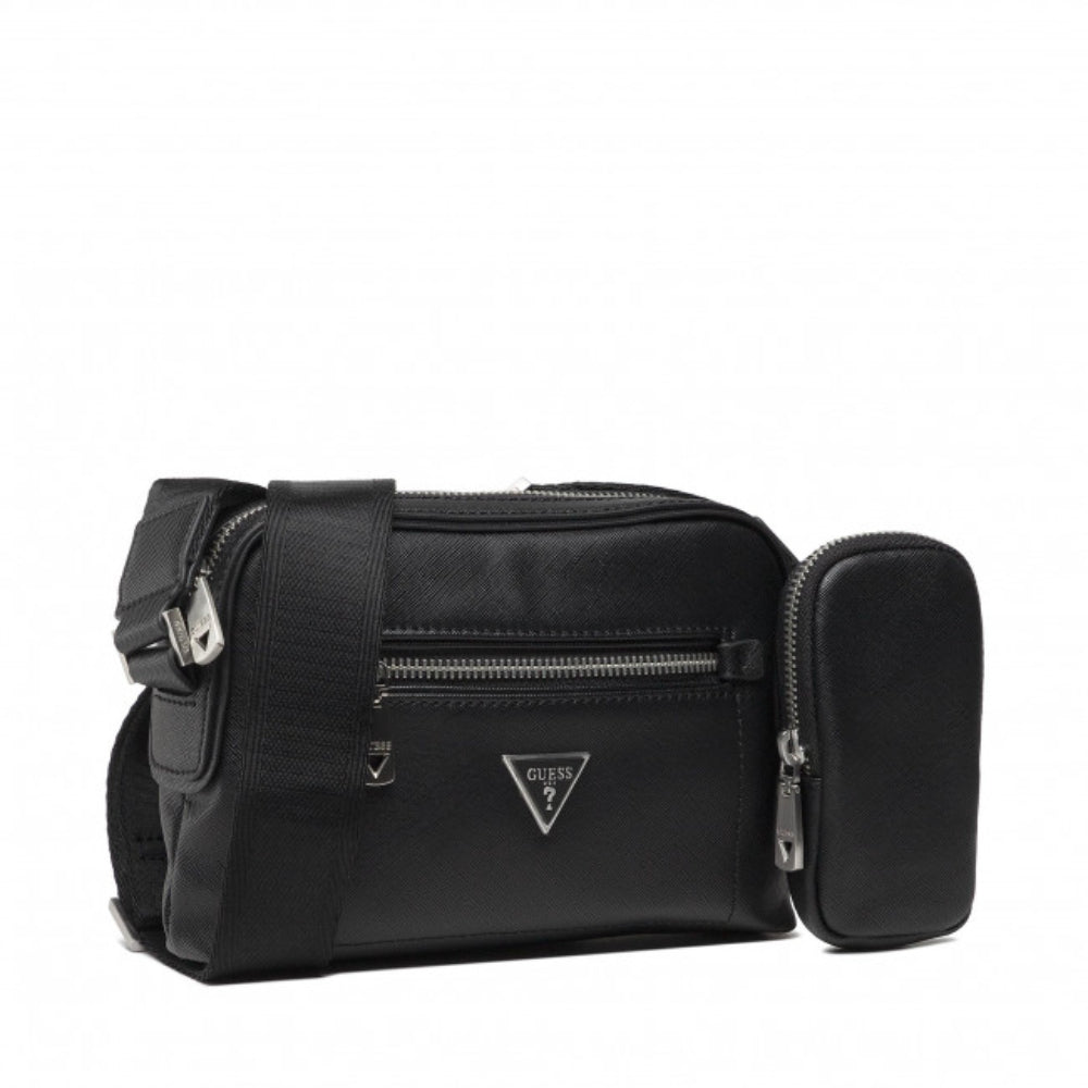 Guess, Certosa, Polyester, Camera Bag, Textile Crossbody Bag, Black, 21 x 14 x 4 cm, For Women
