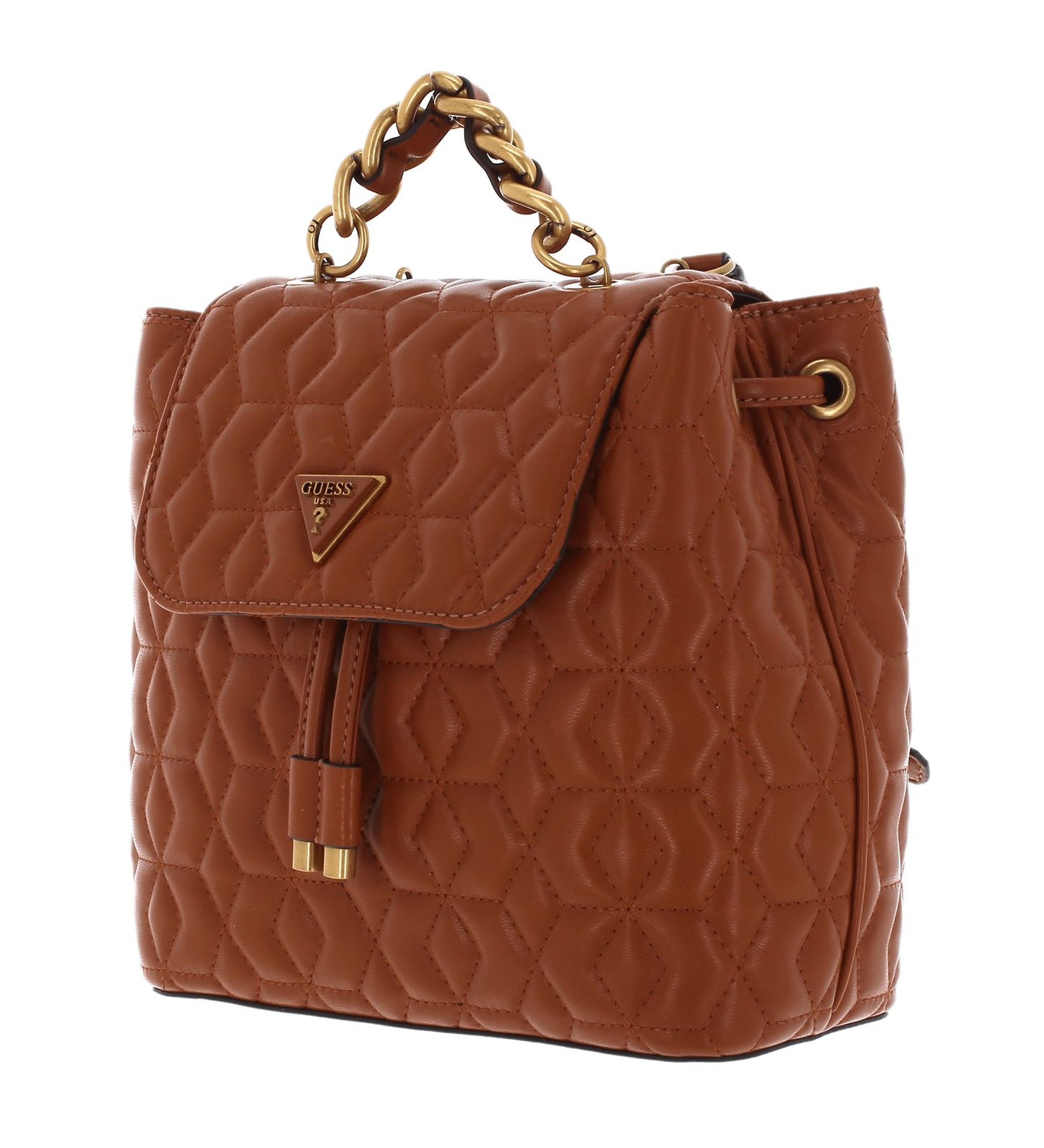 Guess, Elenia, Polyurethane, Textile Backpack, Cognac, For Women