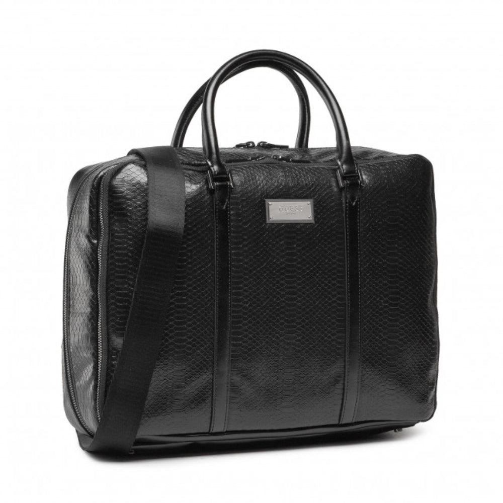 Guess, Guess, Leather, Leather Briefcase, Laptop Compartiment, Black, 40 x 30 x 9 cm, For Men