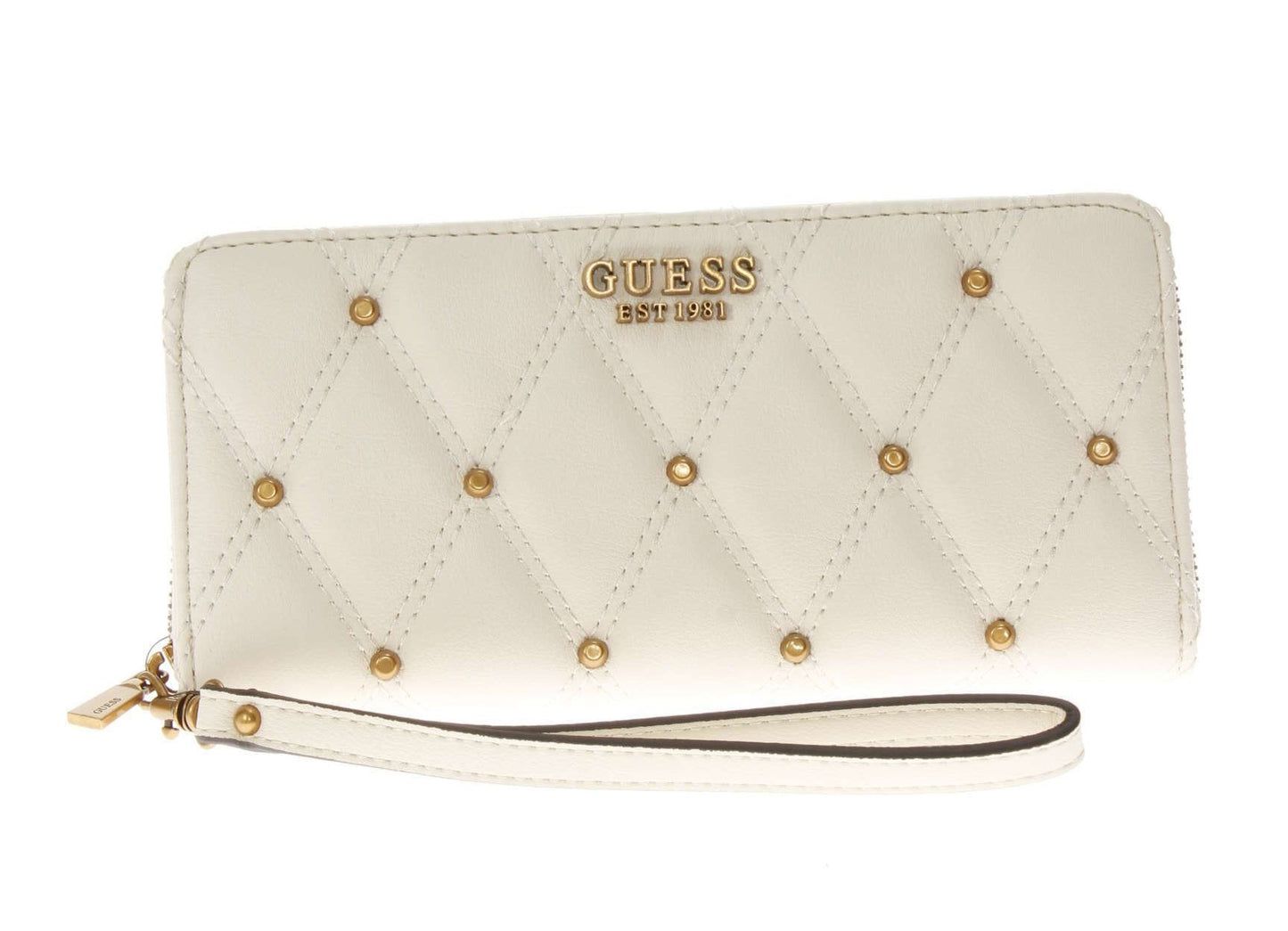 Guess, Guess, Textile Wallet, SLG Large Zip, SWQS8553460, Ivory, For Women