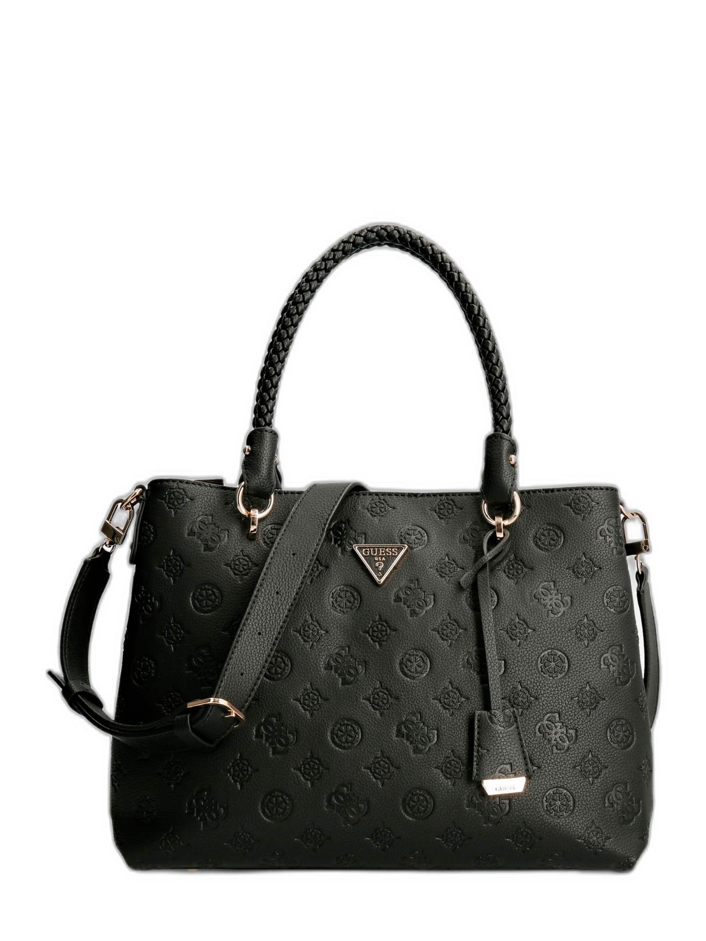 Guess, Helania Society Carryall, Synthetic Leather, Textile Handbag, Black, 36 x 28 x 11 cm