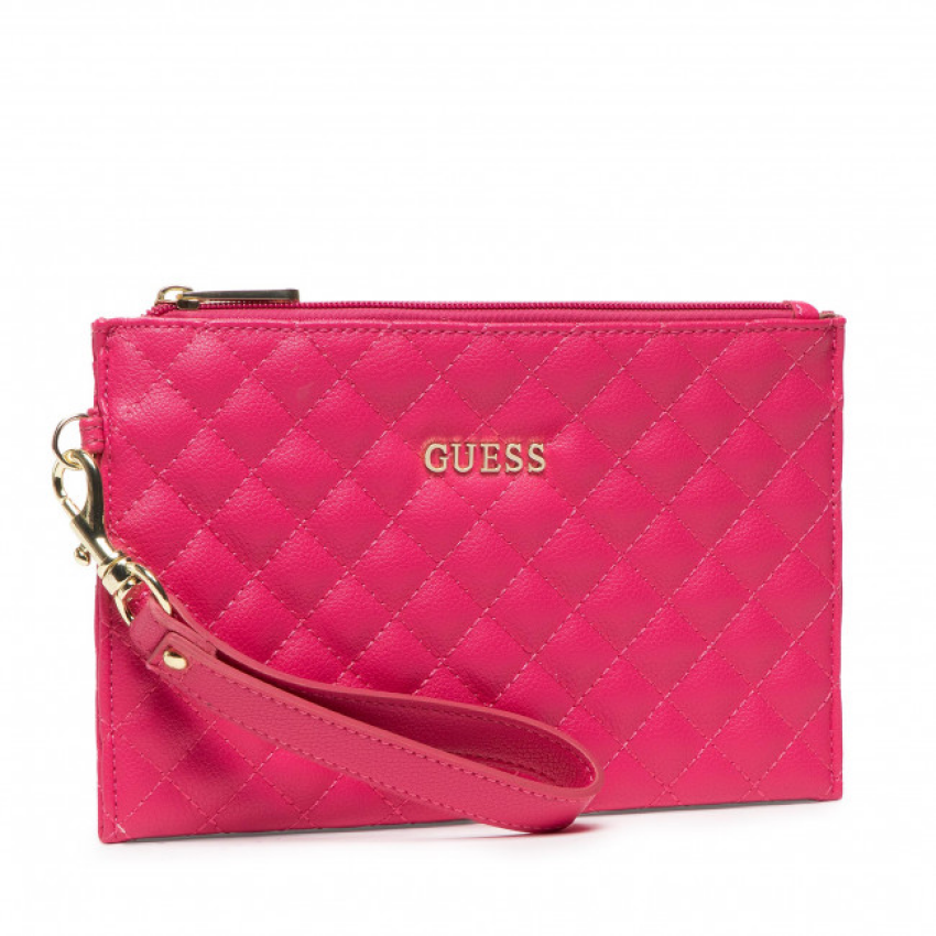 Guess, Holdall, Eco Leather, Textile Handbag, Quilted Effect And Cuff, Fucshia, 23 x 15 x 1.5 cm