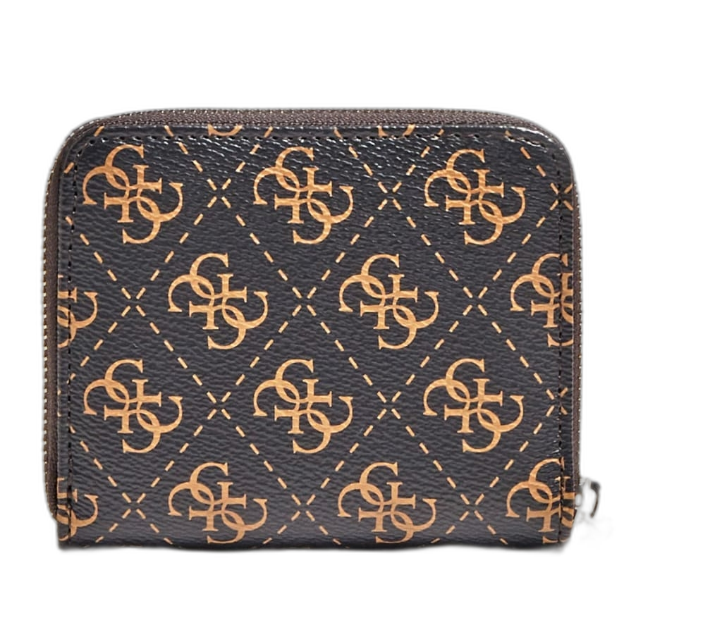 Guess, Kamryn, Textile Wallet, SLG Small Zip, Brown, For Women