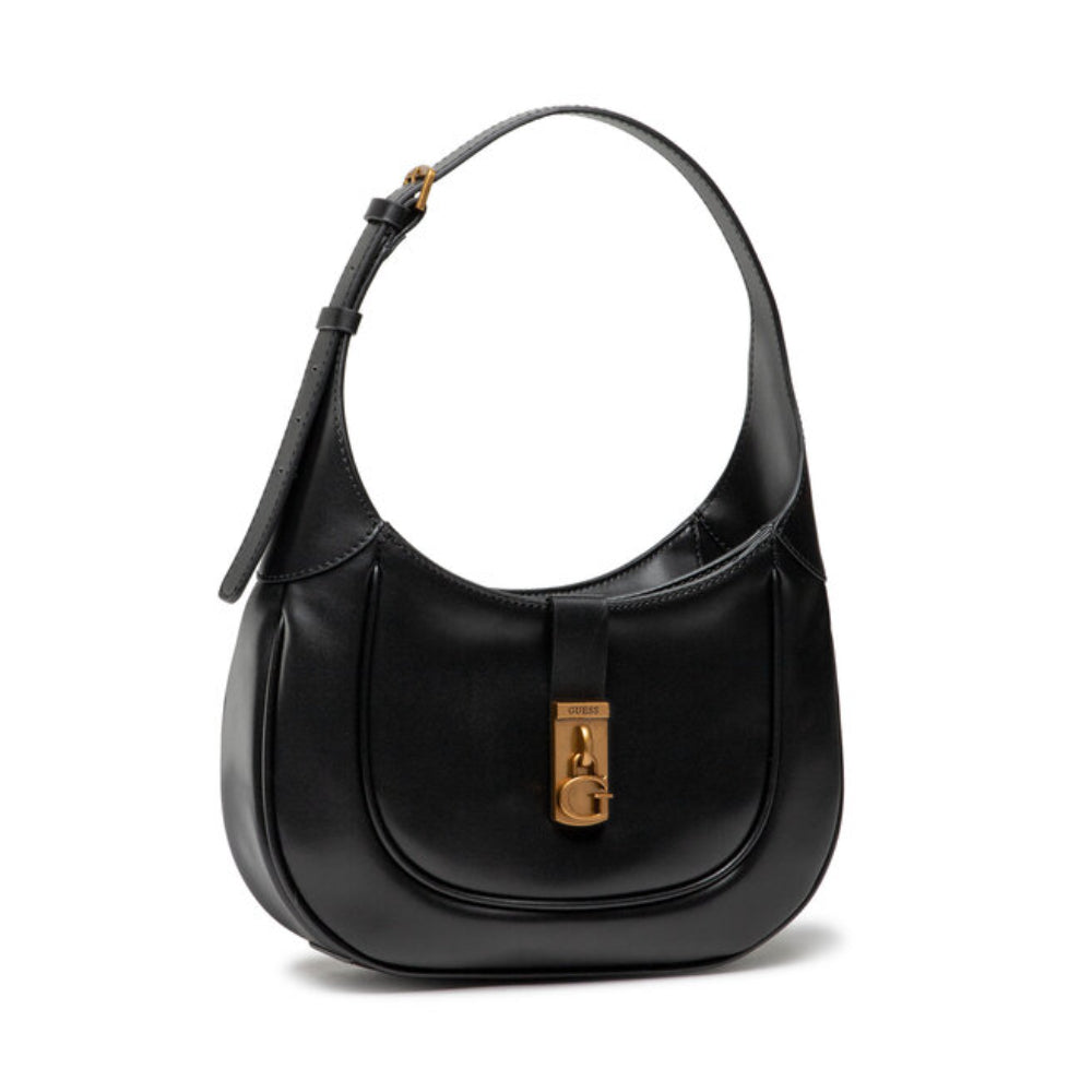 Guess, Maimie Hobo, Synthetic Leather, Textile Bag, Black, HWVB84, For Women, 29 x 17.5 x 7 cm