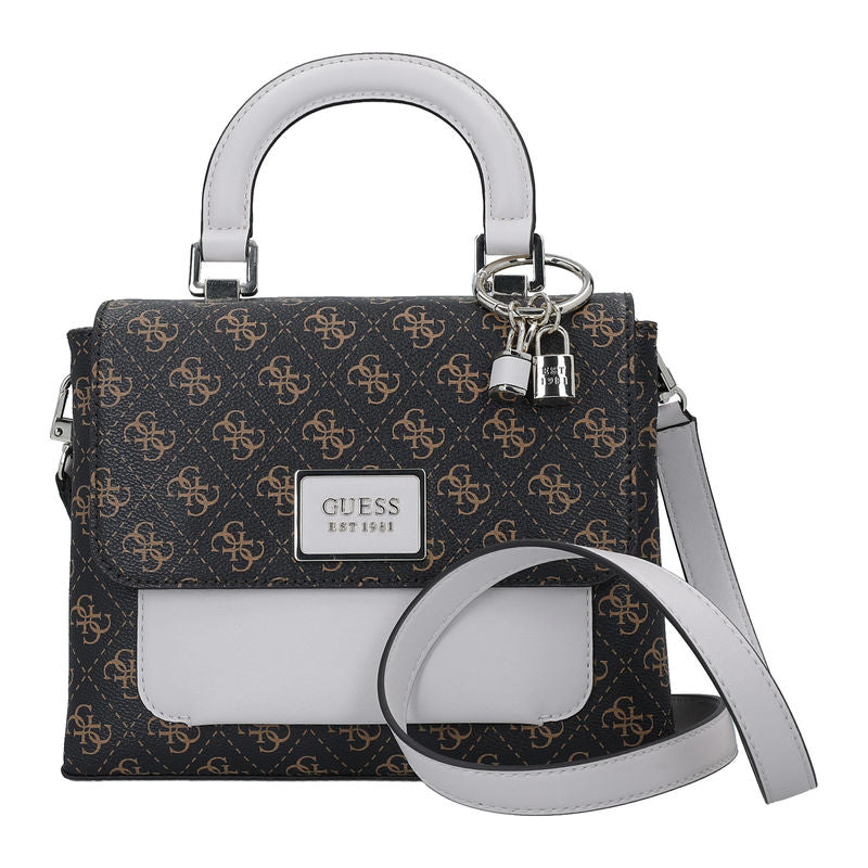 Guess, Tyren, Polyurethane, Textile Bag, Mini, Brown Stone, For Women, 26 x 20 x 8 cm