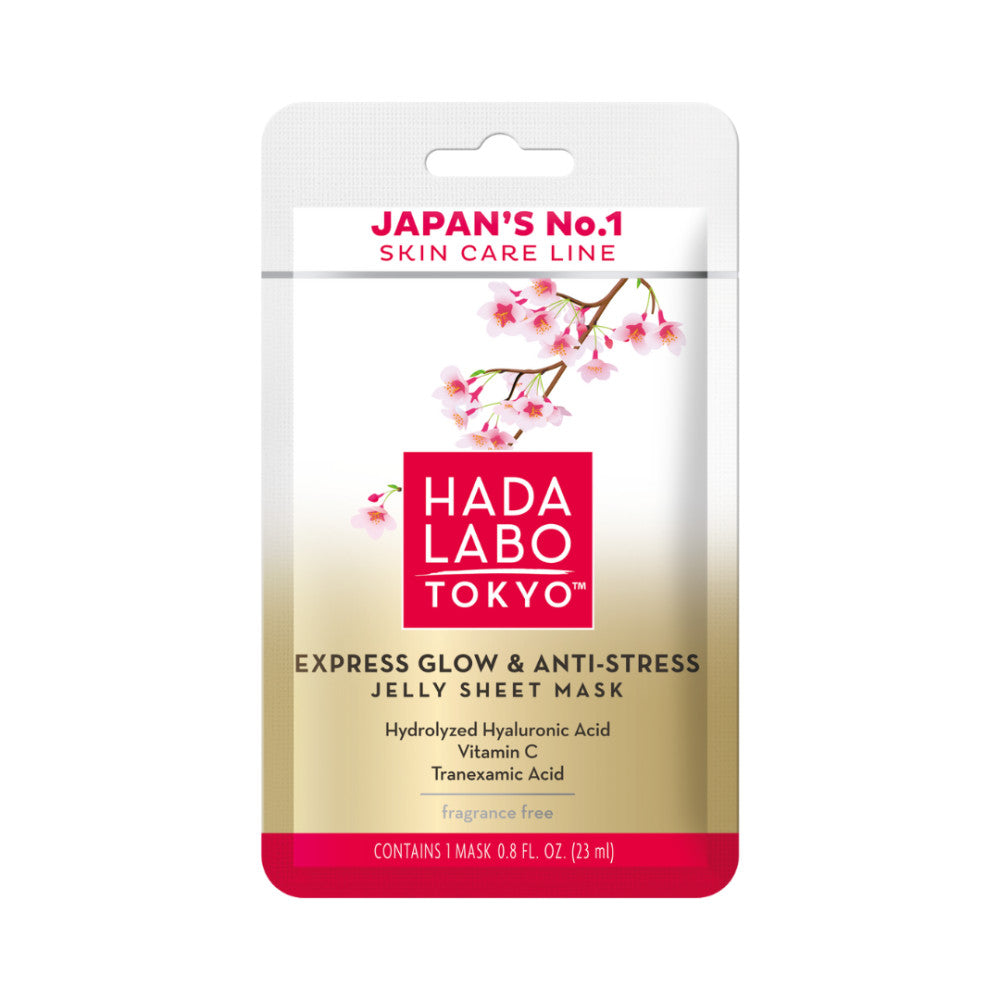 Hada Labo Tokyo, Premium, Hyaluronic Acid, Glow & Anti Stress, Sheet Mask, Face, Day, 23 ml