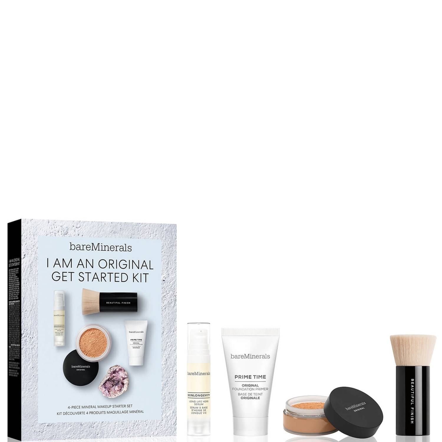 I Am An Original Set BareMinerals: Prime Time, Vitamin E, Smooth Wear, Foundation Primer, Golden Tan, 15 ml + Original, Liquid Foundation, SPF 15, 2 g + Mineral Veil, Matte Finish, Loose Setting Powder, Golden Tan, 2 g + BareMinerals, Setting, Powder B...