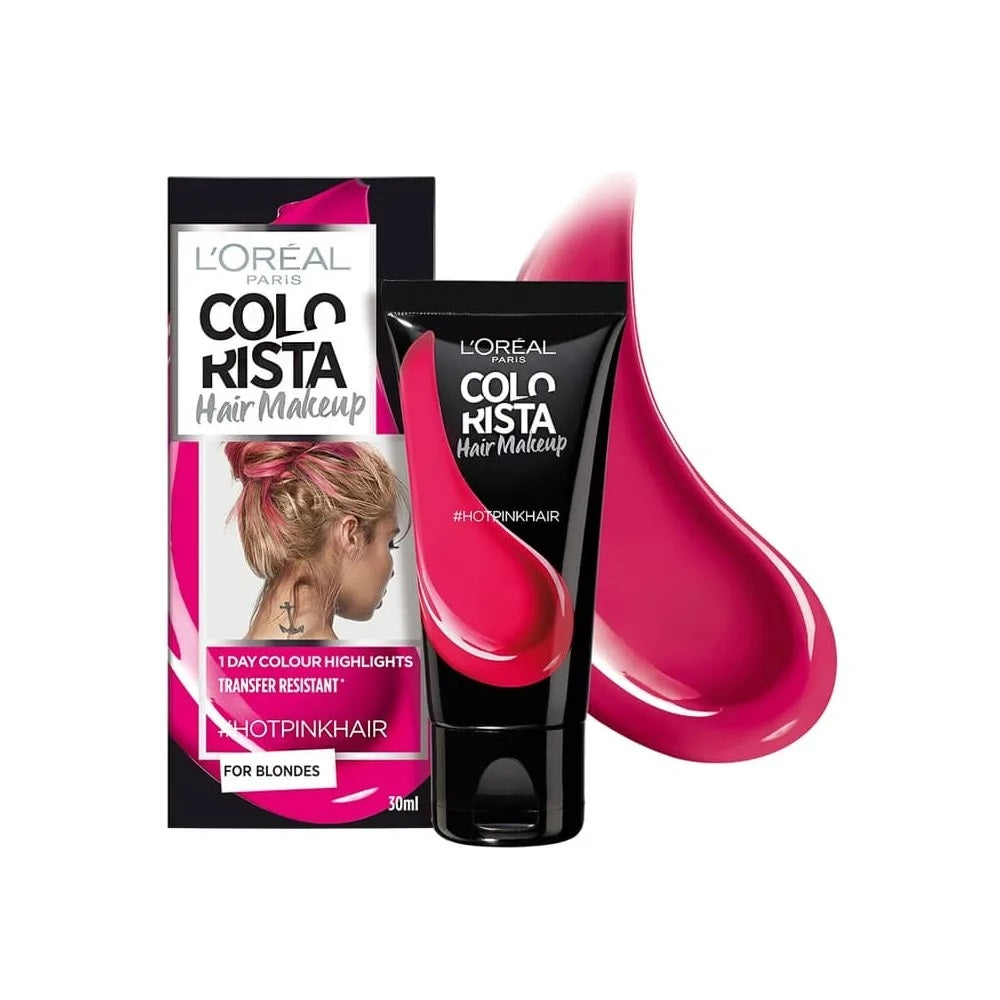 L'Oreal Paris, Colorista Hair Makeup, Semi-Permanent Hair Dye, #HOTPINKHAIR, 30 ml