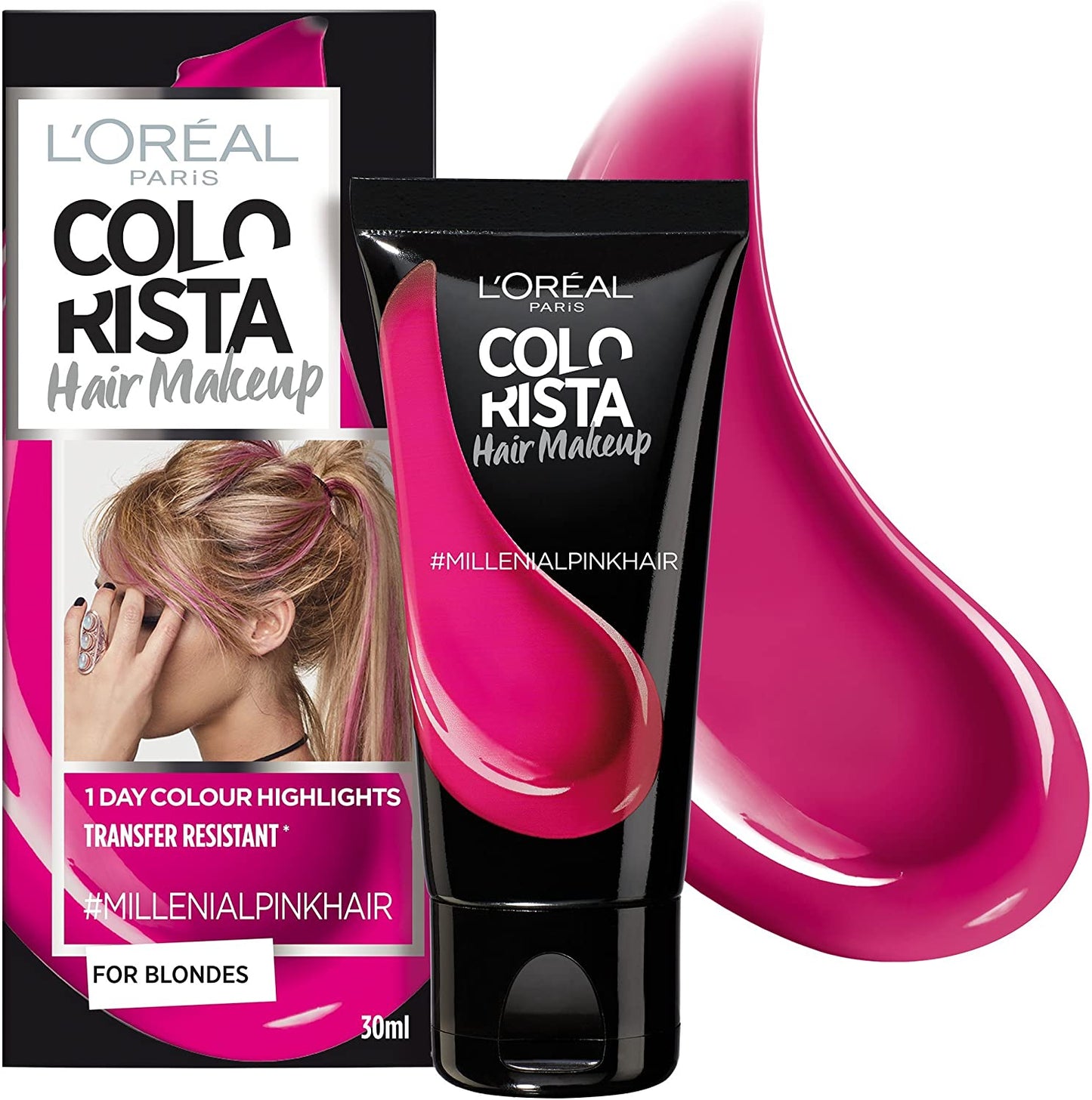 L'Oreal Paris, Colorista Hair Makeup, Semi-Permanent Hair Dye, #MILLENIALPINK, 30 ml