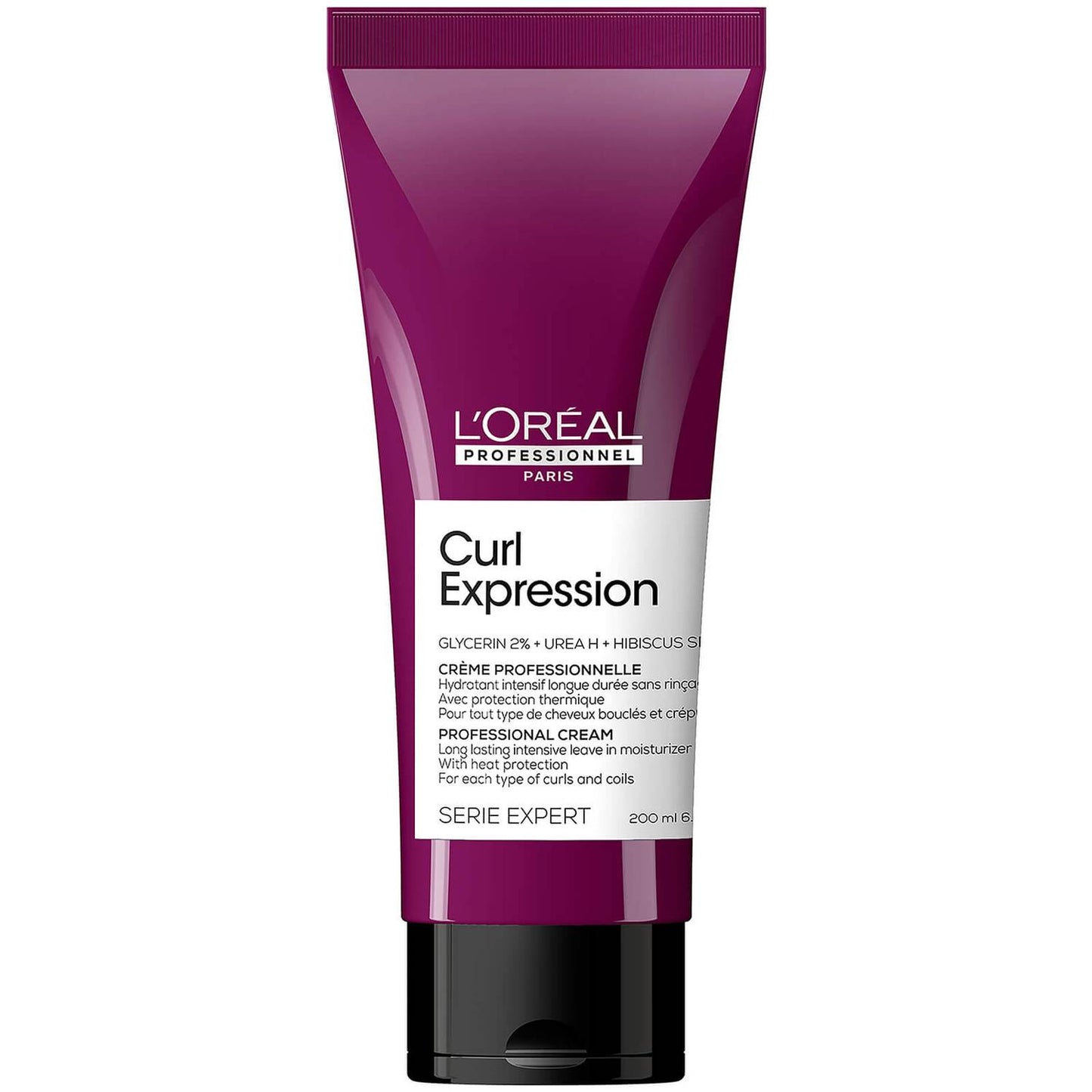 L'Oreal Professionnel, Serie Expert Curl Expression, Glycerin2% + Urea H + Hibiscus Seed, Hair Leave-In Cream Treatment, Intense Moisturizing, 200 ml