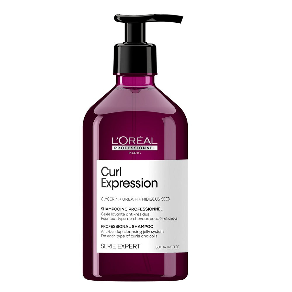 L'Oreal Professionnel, Serie Expert Curl Expression, Glycerin + Urea H + Hibiscus Seed, Hair Shampoo, Anti-Buildup, 500 ml