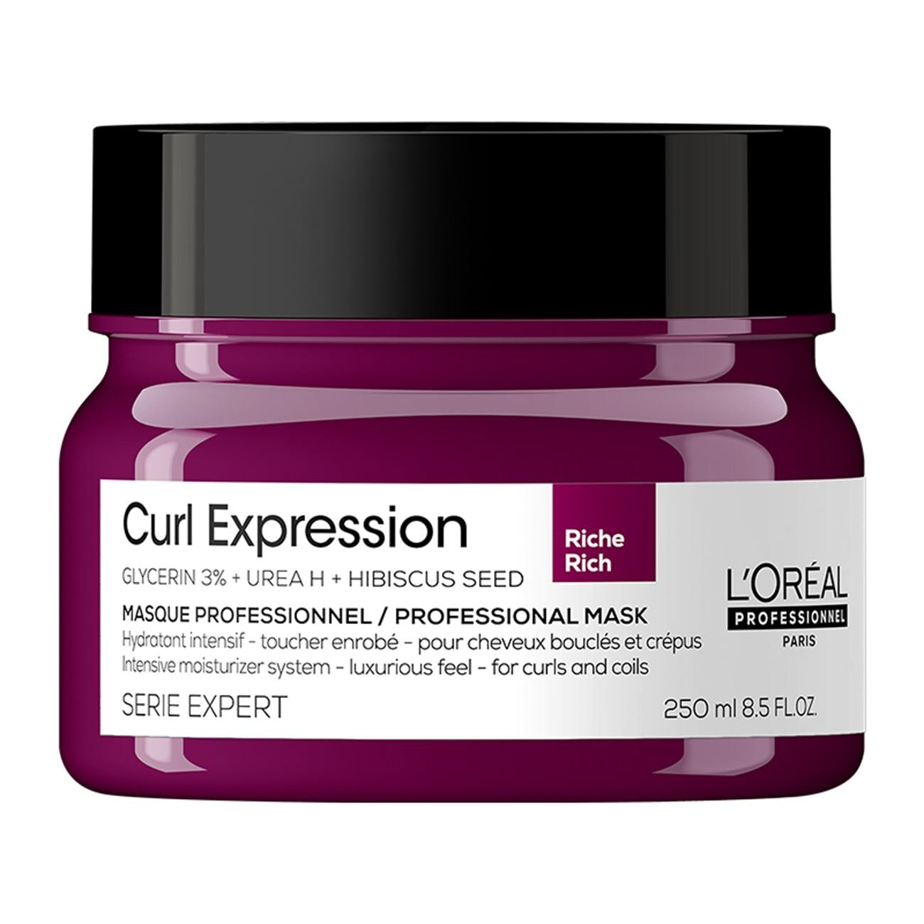 L'Oreal Professionnel, Serie Expert Curl Expression Rich, Glycerin3% + Urea H + Hibiscus Seed, Hair Treatment Cream Mask, Intense Moisturizing, 250 ml