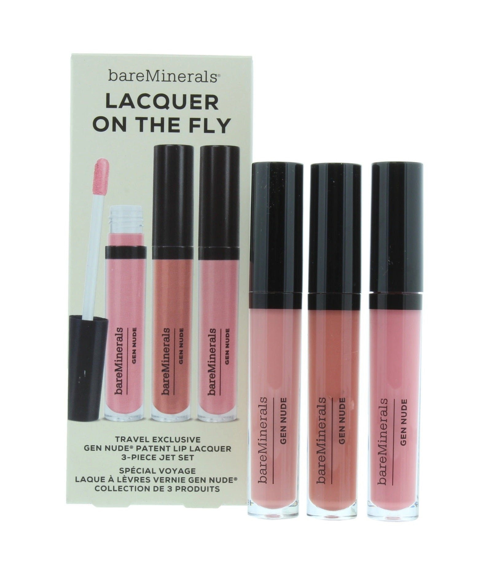 Lacquer On The Fly Set BareMinerals: Gen Nude, Liquid Lipstick, Cant Even, 3.7 ml + Gen Nude, Liquid Lipstick, Dahling, 3.7 ml + Gen Nude, Liquid Lipstick, Major, 3.7 ml