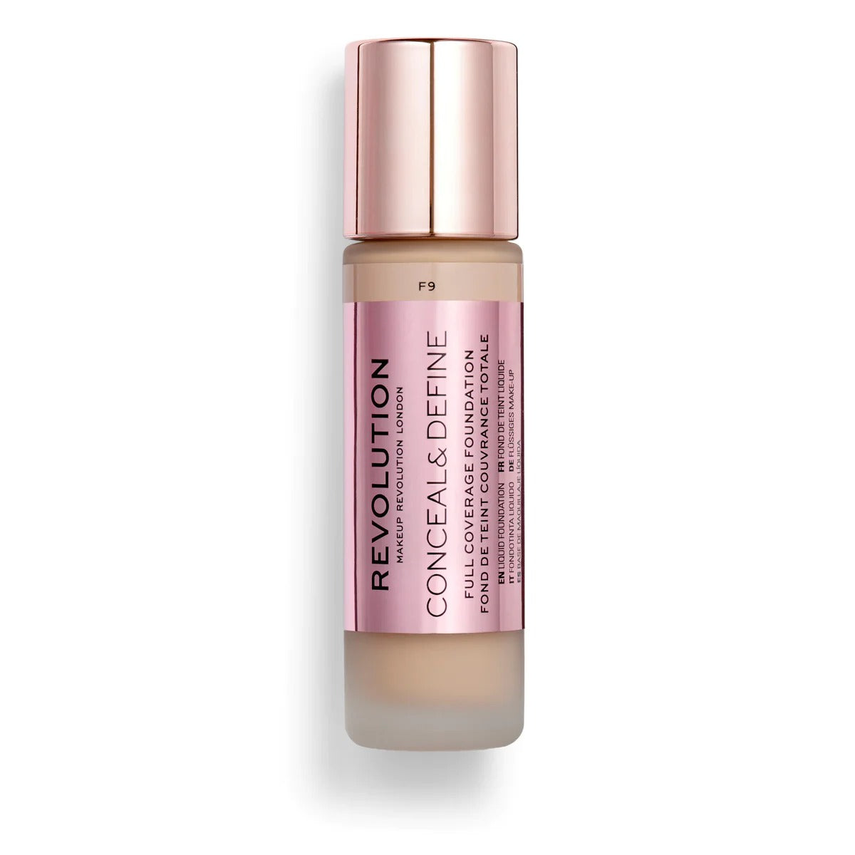 Makeup Revolution, Conceal & Define, Oil Free, Cream Foundation, F 9, 23 ml