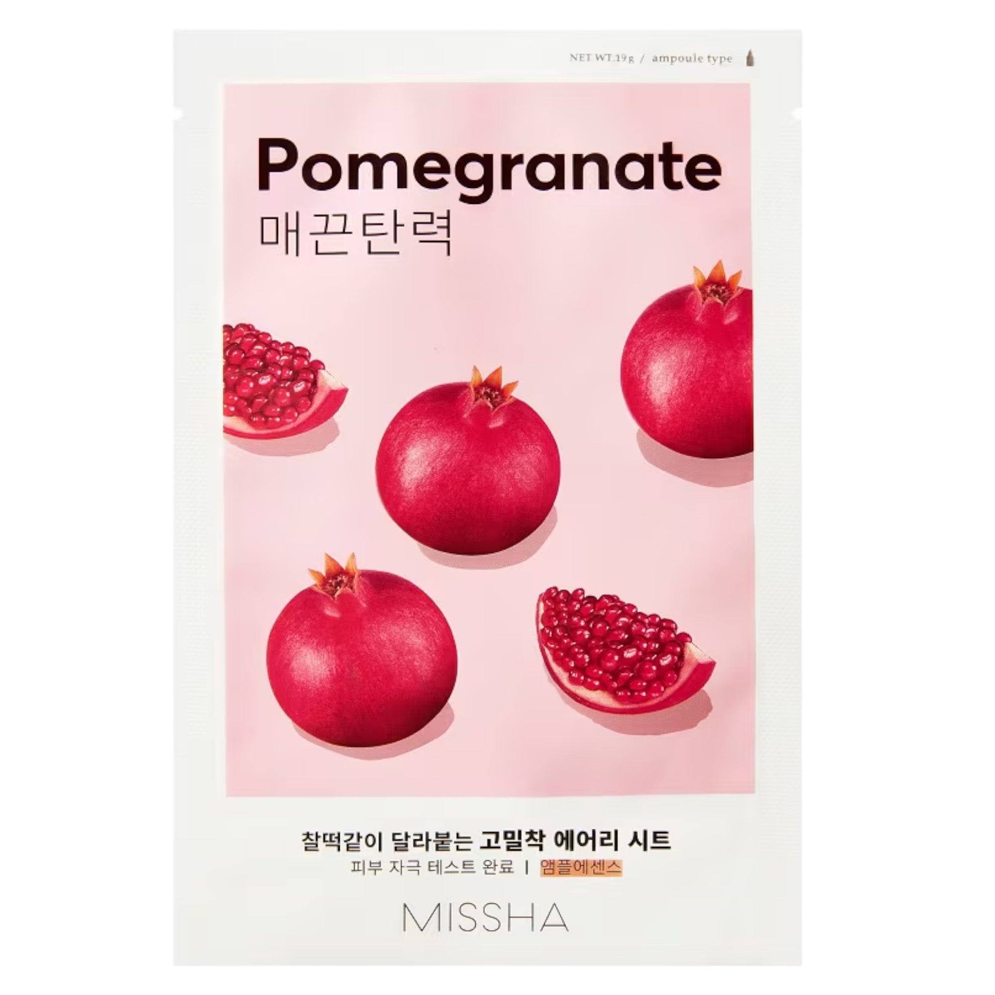 Missha, Airy Fit Pomegranate, Pomegranate, Hydrating, Sheet Mask, For Face, 19 g