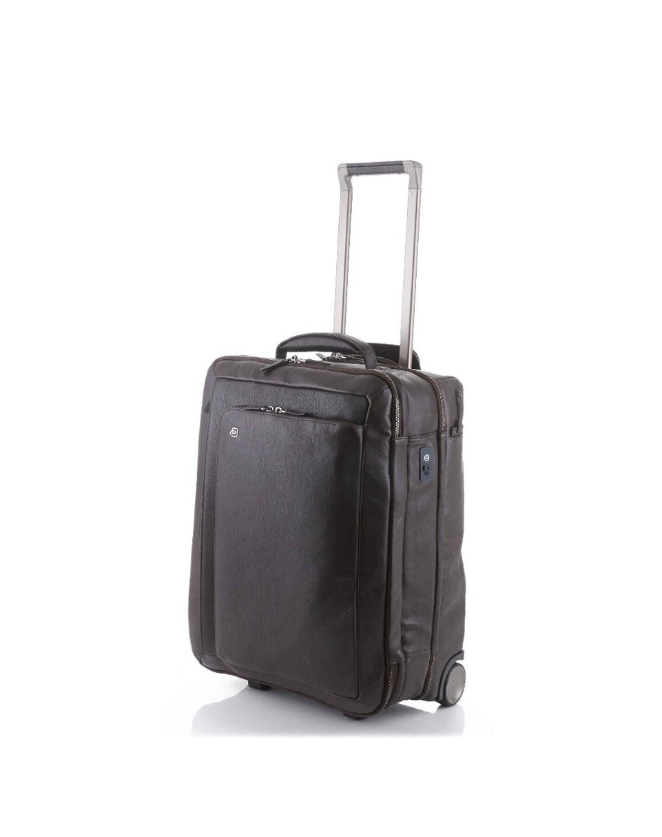 Piquadro, BagMotic, Leather, Cabin Leather Trolley, Dark Brown, BV2960B3BM/TM, With Double Computer and iPad Air/Air 2 Compartment