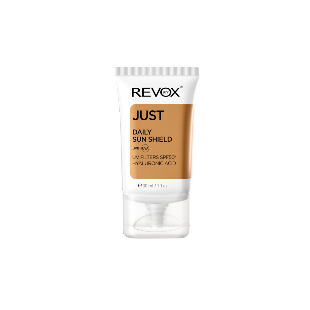 Revox B77, Just Daily Sun Shield, Hyaluronic Acid, Sun Protection, Sunscreen Cream, For Face & Neck, SPF 50, 30 ml