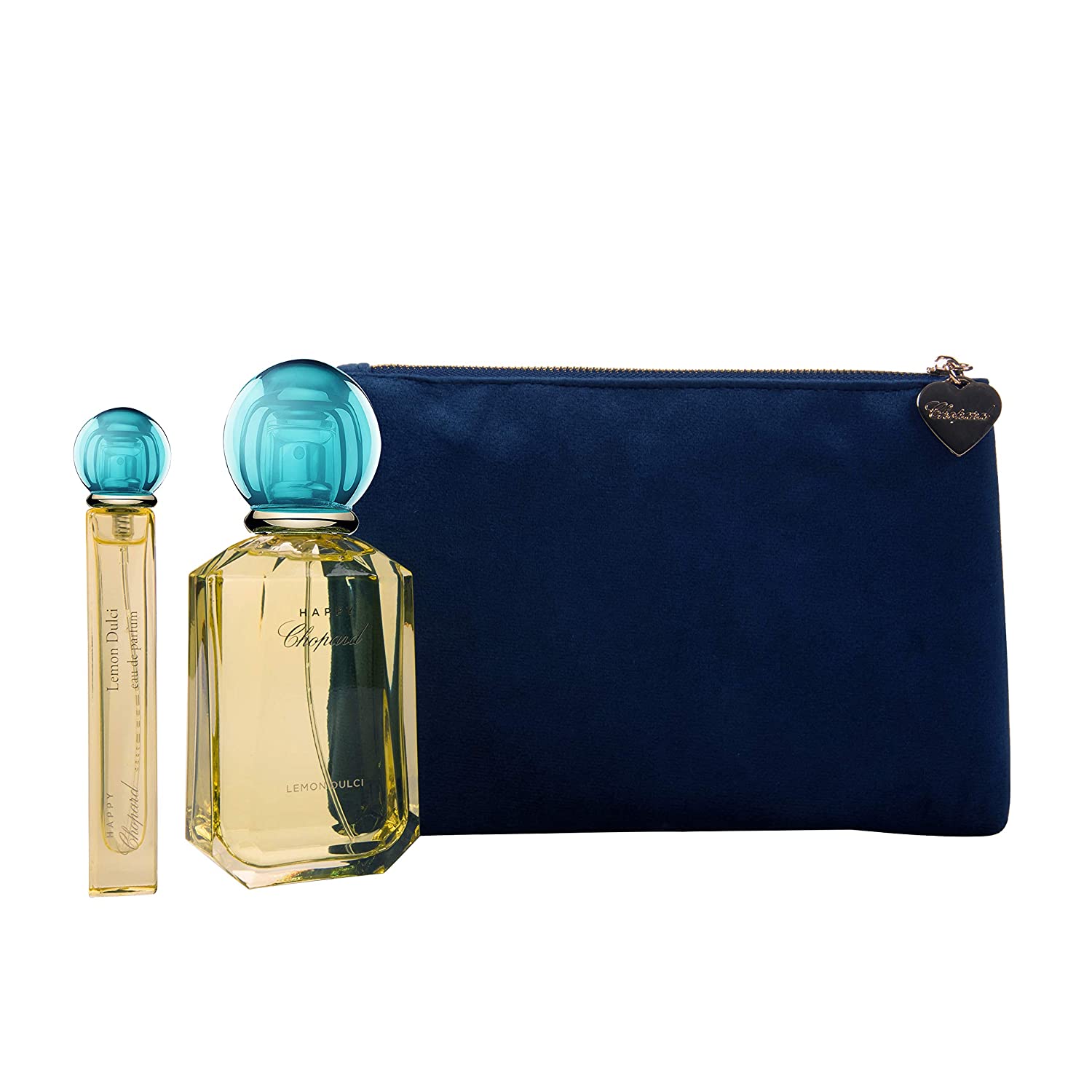 Happy Lemon Dulci Set Chopard: Happy Lemon Dulci, Eau De Parfum, For Women, 100 ml + Textile Makeup Bag, Blue + Happy Lemon Dulci, Eau De Parfum, For Women, 10 ml
