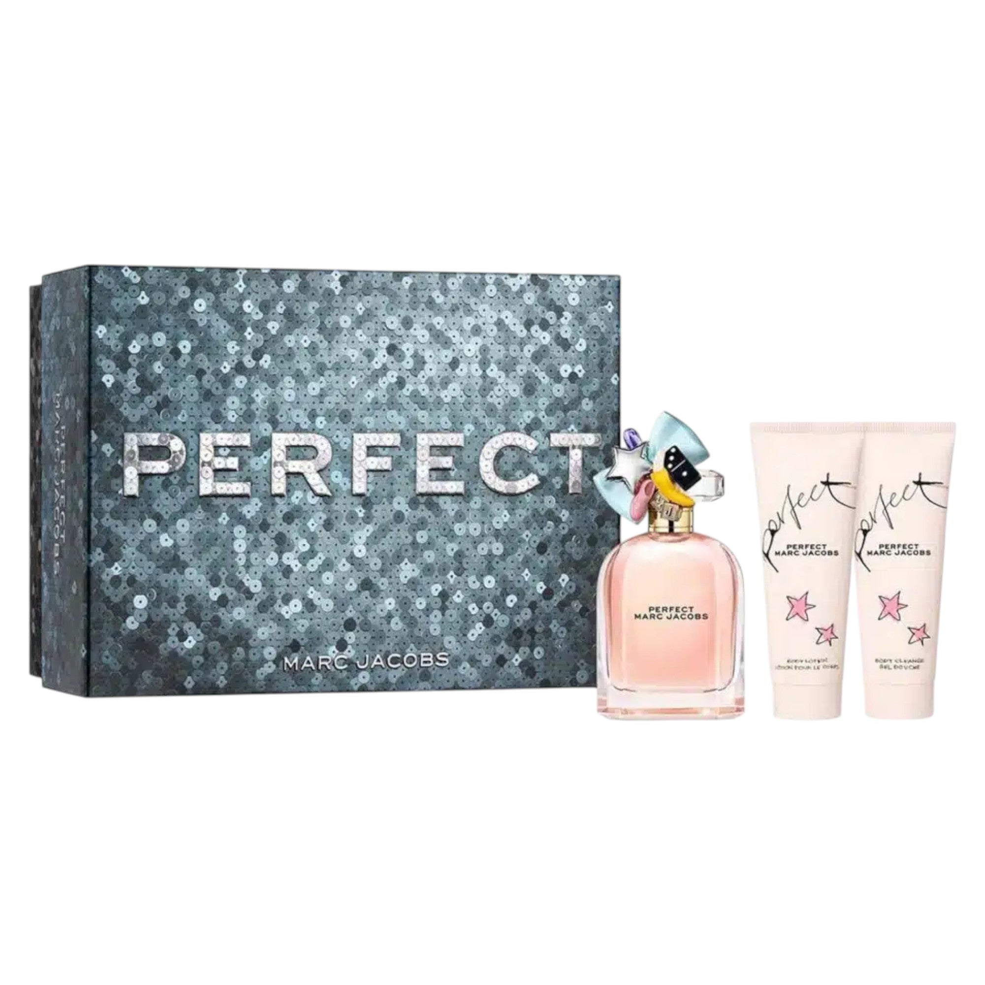Set Marc Jacobs: Perfect, Eau De Parfum, For Women, 100 ml + Perfect, Hydrating, Body Lotion, 75 ml + Perfect, Hydrate, Shower Gel, All Skin Types, 75 ml