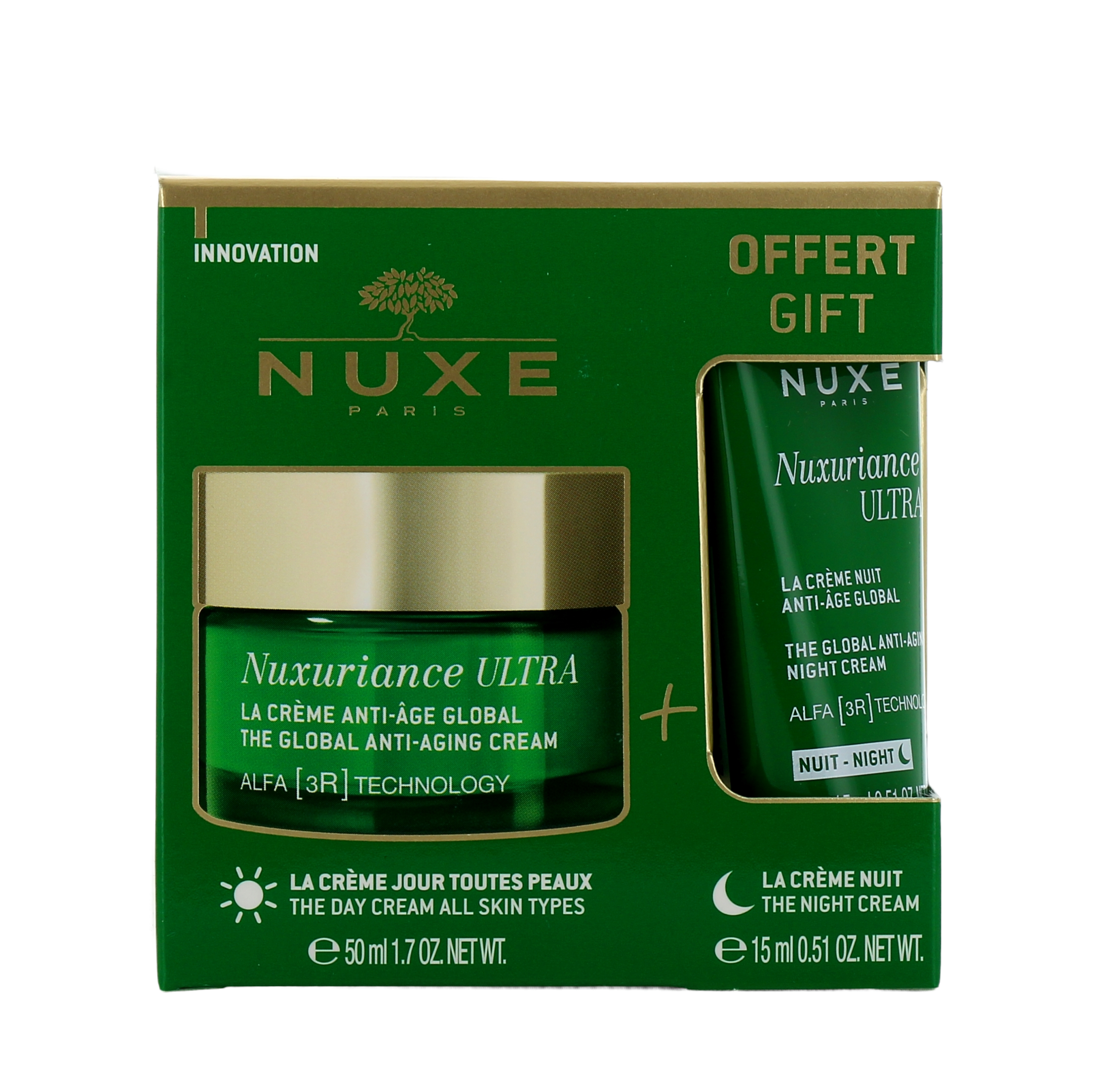 Set Nuxe: Nuxuriance Ultra, Anti-Ageing, Cream, For Face, 50 ml + Nuxuriance Ultra, Anti-Ageing, Night, Cream, For Face, 15 ml