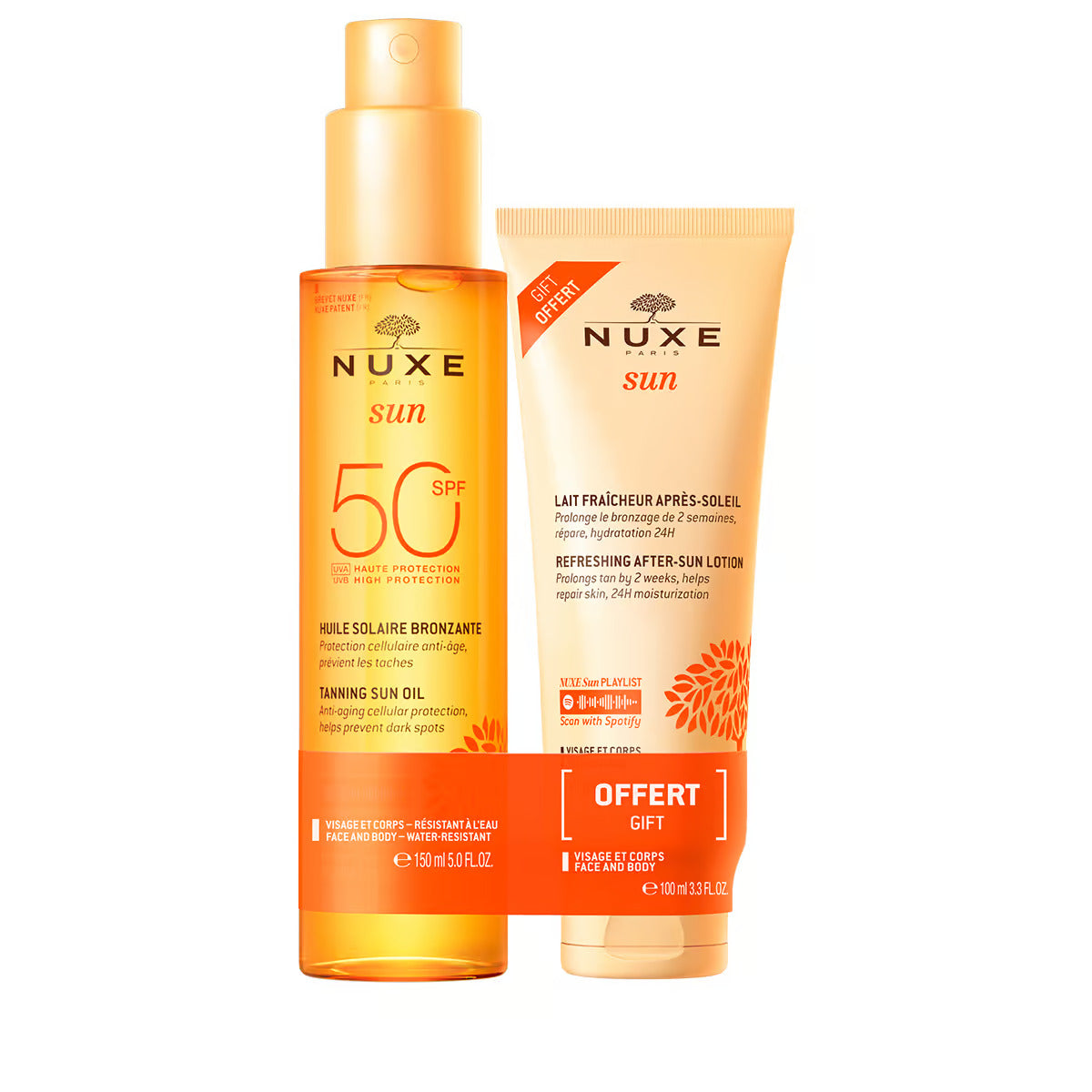 Set Nuxe: Sun, Anti-Ageing, Tanning Oil, SPF 50, 150 ml + Sun, Refreshing, After-Sun Lotion, 100 ml