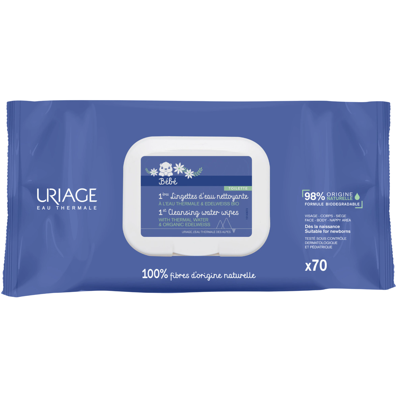 Set, Uriage, Eau Thermale, Cleansing Wipes, 70 pcs