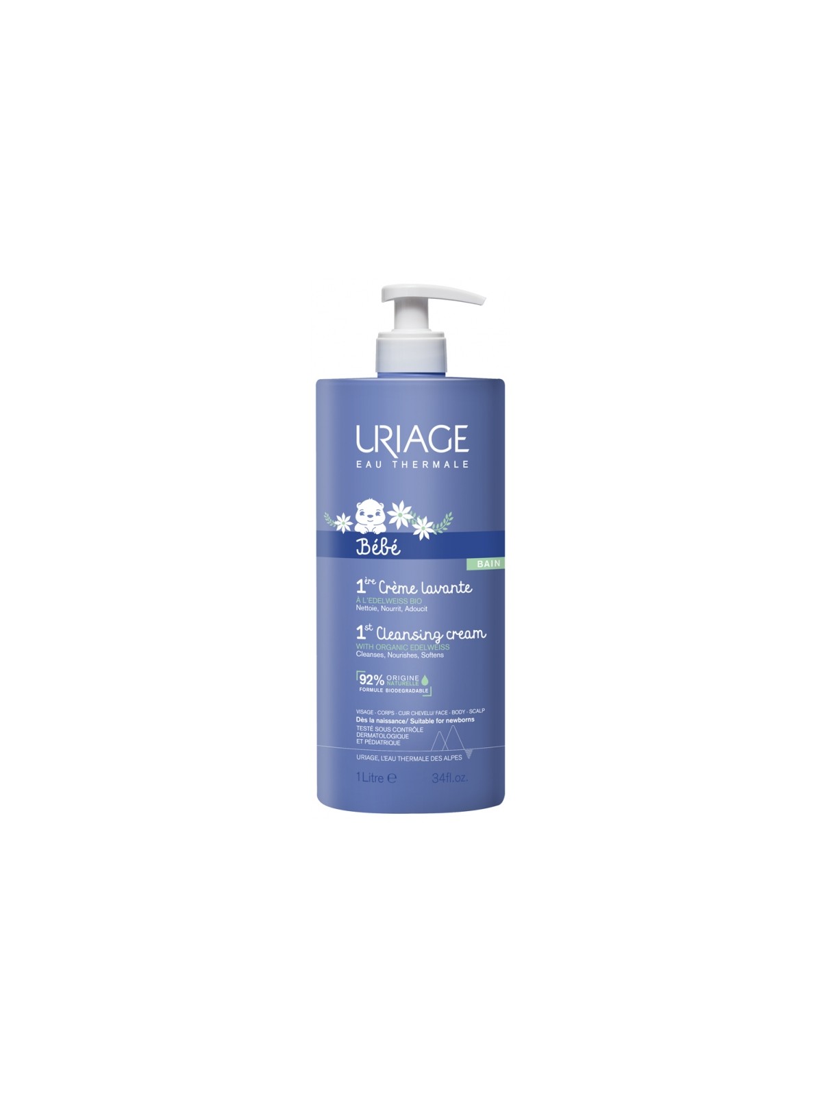 Uriage, 1er Bebe, Cleansing, Cleansing Cream, 1000 ml