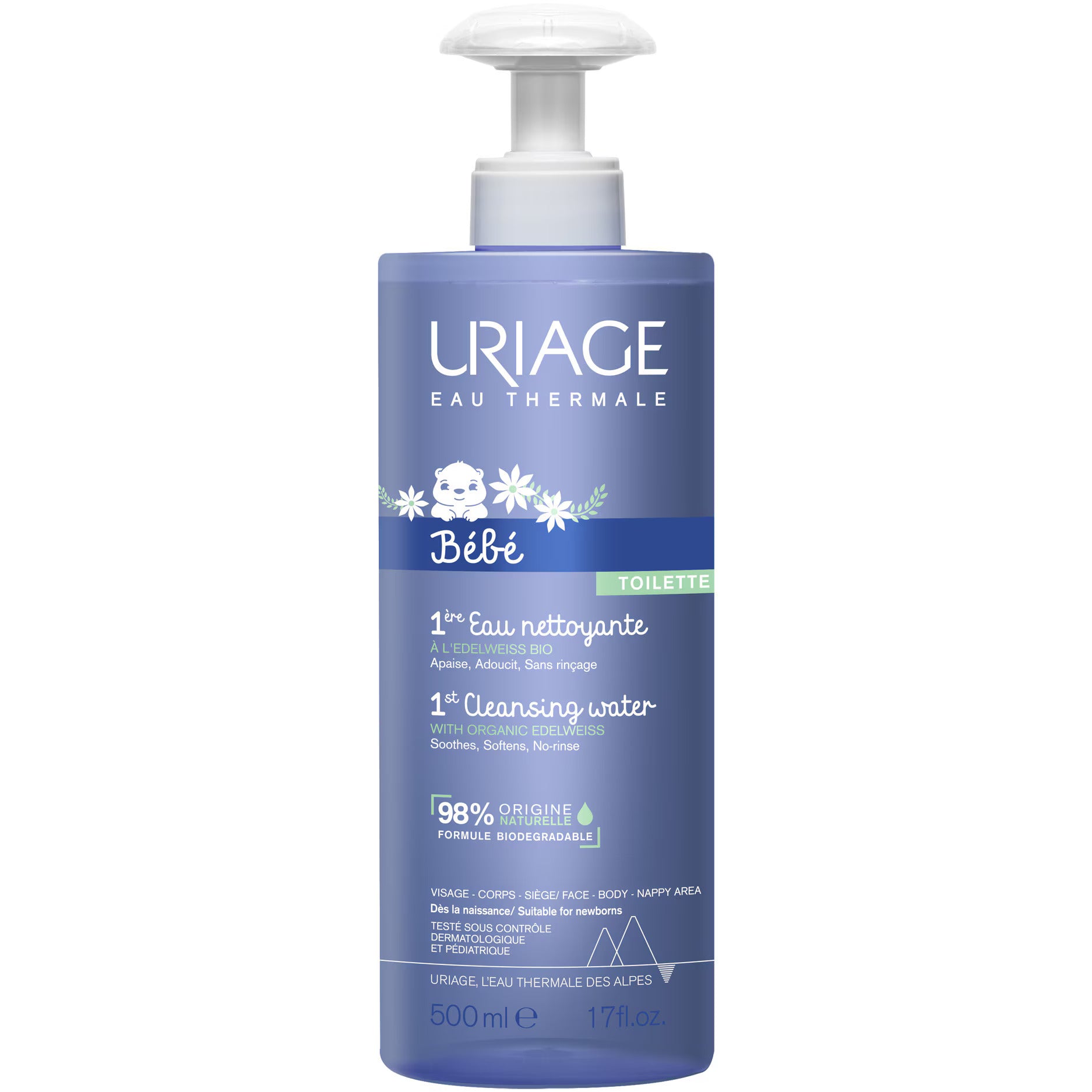 Uriage, Bebe, Cleansing, Micellar Water, For All Skin Types, 500 ml