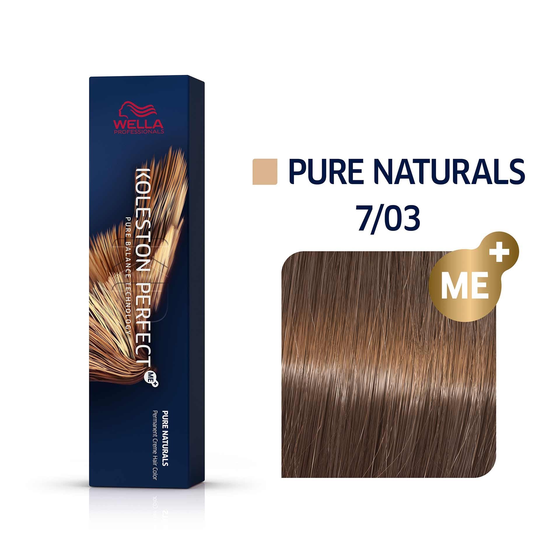 Wella Professionals, Koleston Perfect Me+, Permanent Hair Dye, 7/03 Medium Blonde Natural Golden, 60 ml