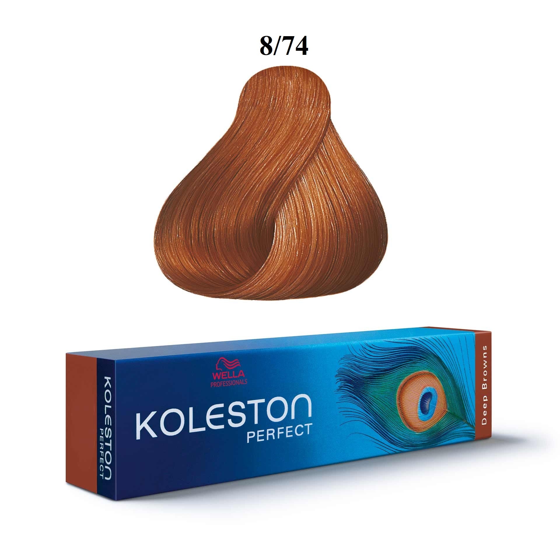 Wella Professionals, Koleston Perfect, Permanent Hair Dye, 8/74 Light Blond Chestnut Red, 60 ml