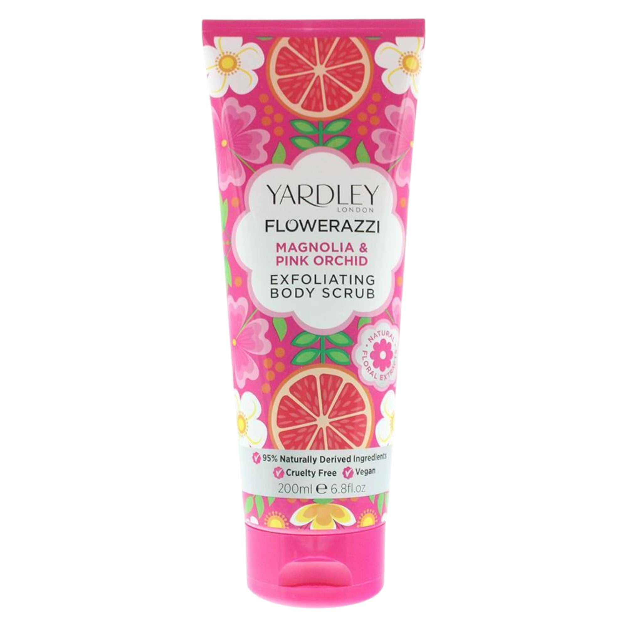Yardley, Flowerazzi Magnolia & Pink Orchid, Exfoliating, Body Scrub, 200 ml