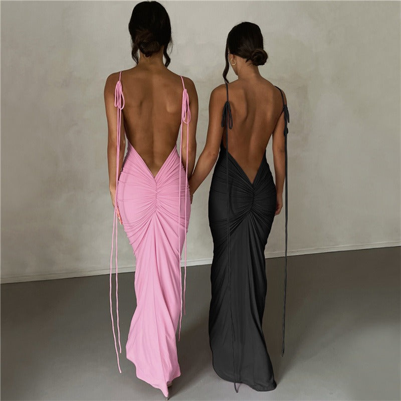 Women's Fashion Sling Sexy Backless Slim Fit Hip-hugging Temperament Dress