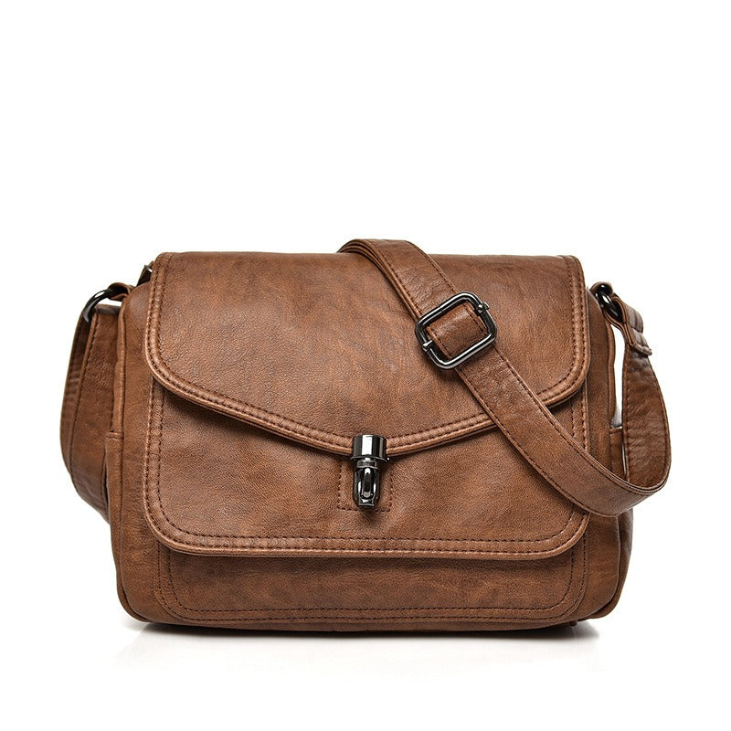 Soft leather trendy retro crossbody fashion bag