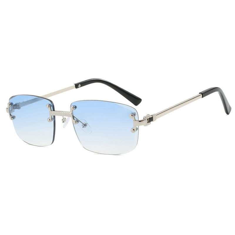 Frameless cut edge oval fashionable and high-end Instagram popular sunglasses of the same style