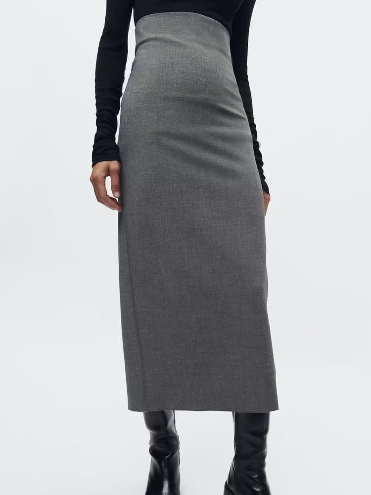 Gonne lunghe midi dritte da donna Gonne sottili eleganti causali a vita alta vintage divise moda primavera autunno