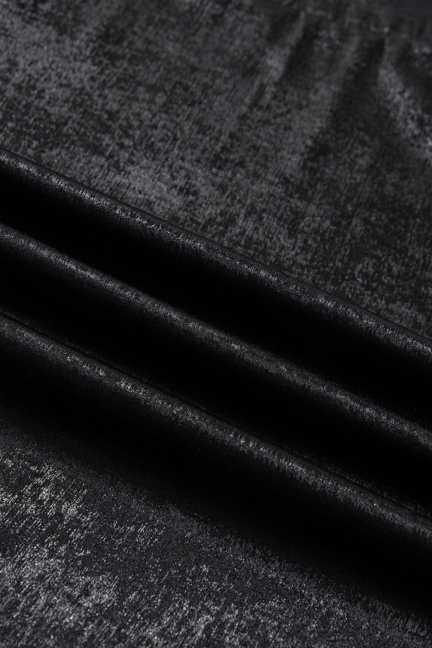 Black Metallic Round Neck Cap Sleeve Tee