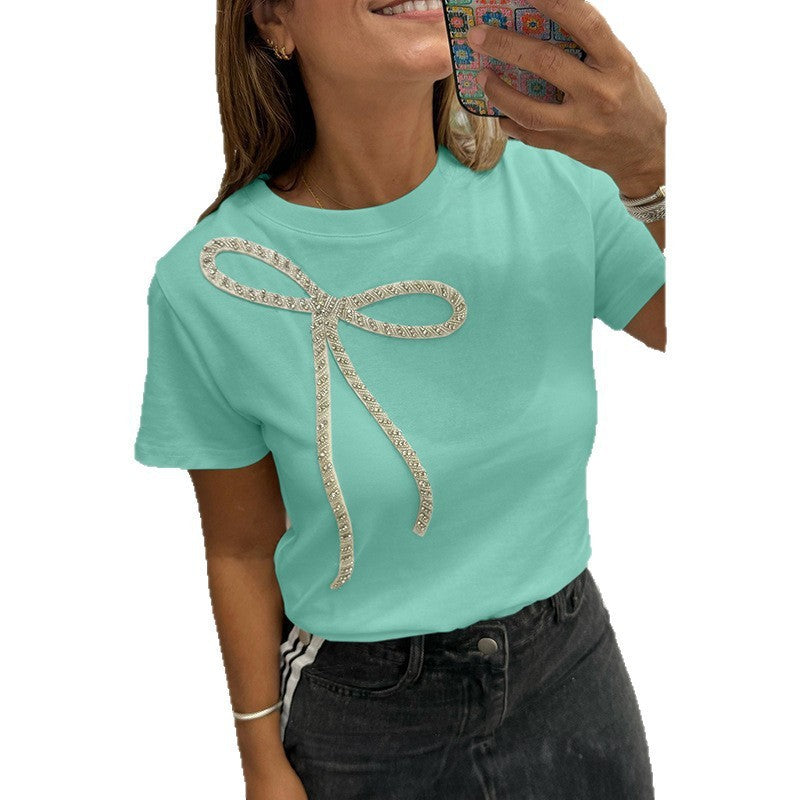 Female Loose Fit Three-dimensional Bow Decorative Pullover