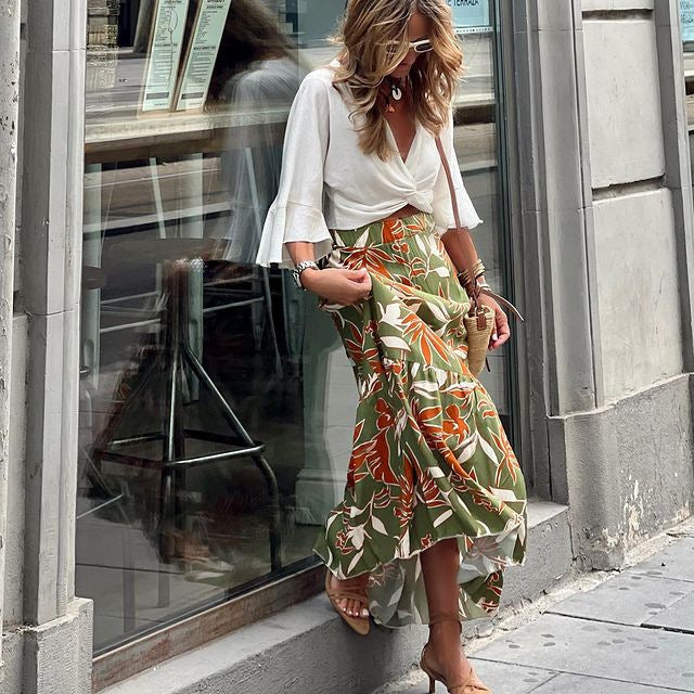 Female Print Holiday Casual Skirt