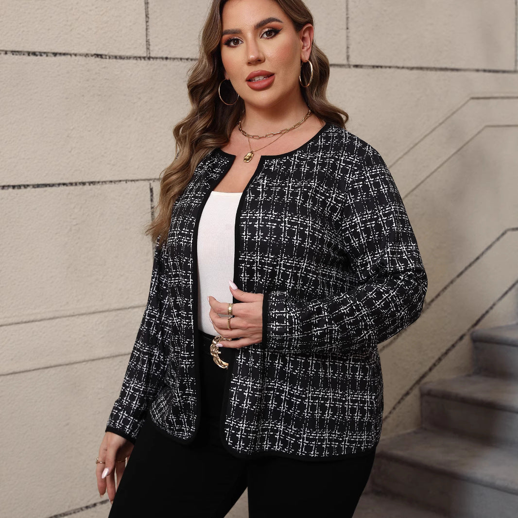 Loose Casual Plaid Cardigan Coat For Women