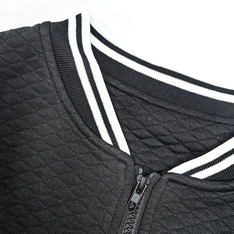 Women's Long Sleeve Contrast Trim Baseball Jacket - Casual Zip Up Sporty Top For Spring&Fall