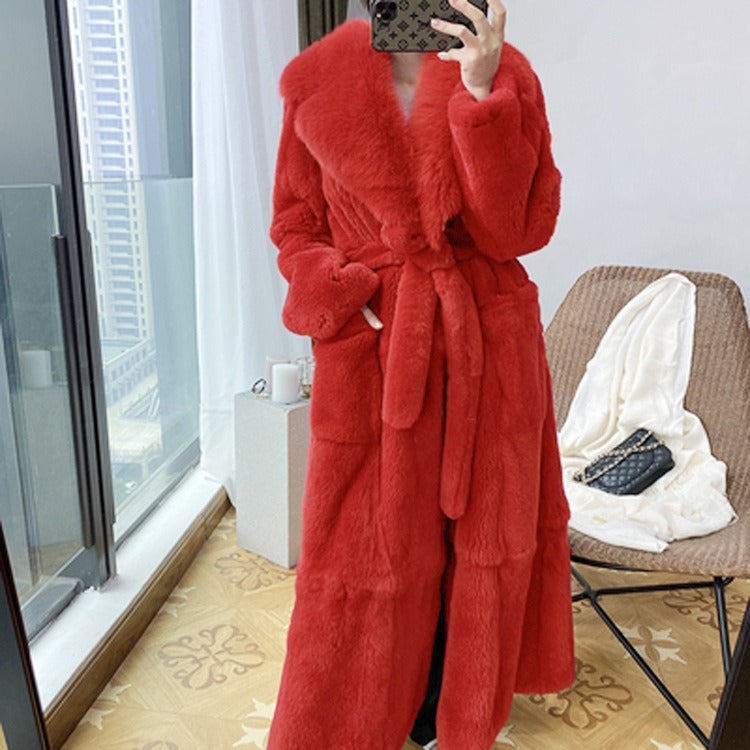 Imitation fur coat women's mid length coat