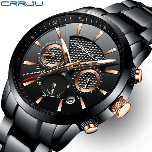 CRRJU Men Watch 30m Waterproof Mens Watches Top Brand Luxury Steel Watch Chronograph Male Clock Saat relojes hombre