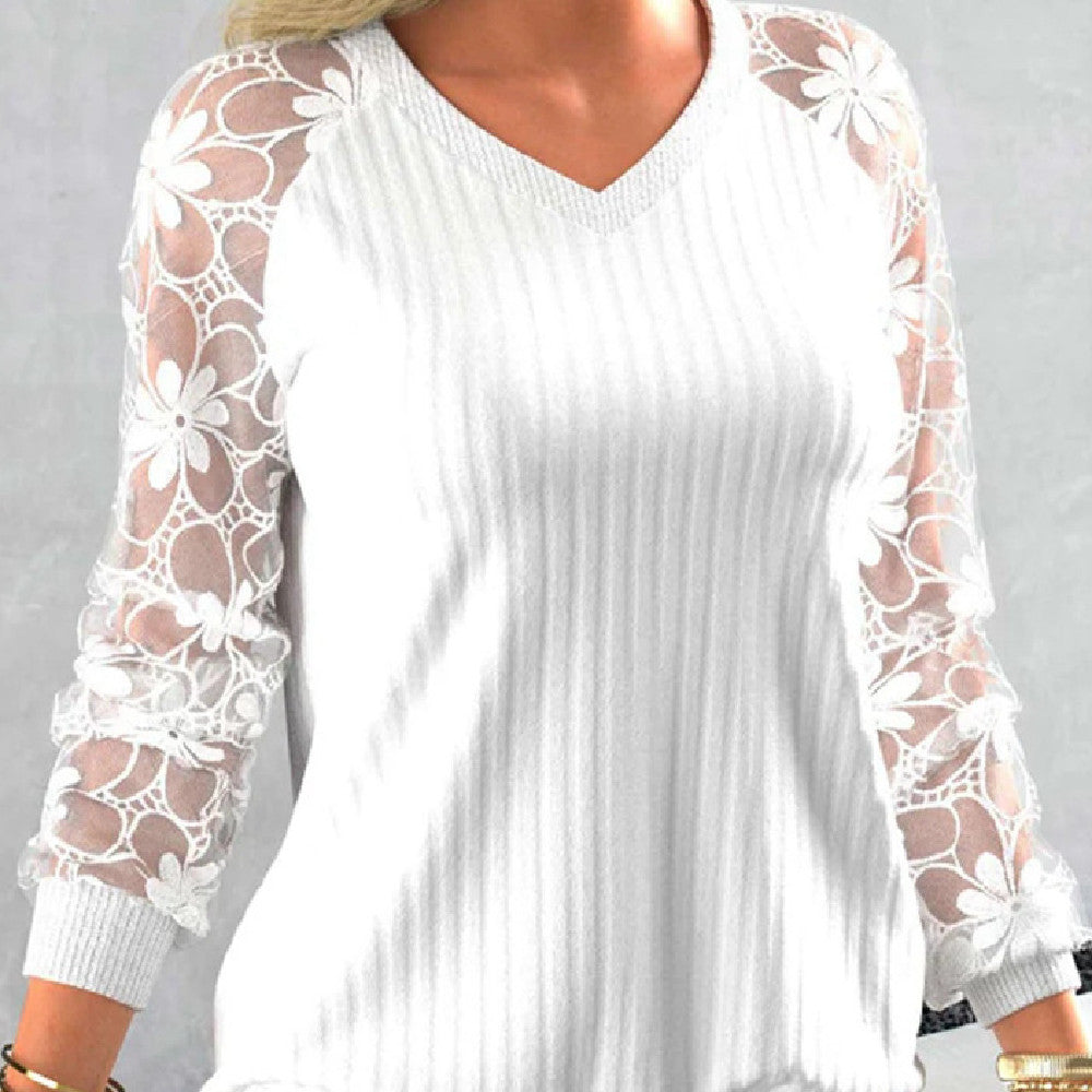 Women's Solid Color Lace Transparent Sweater