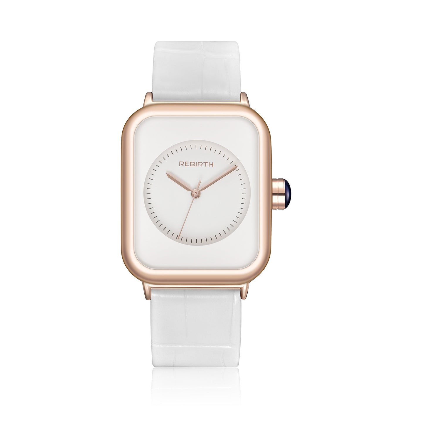 Reloj de mujer blanco de aleación Rectangular de PU con espejo de cristal ordinario Simple