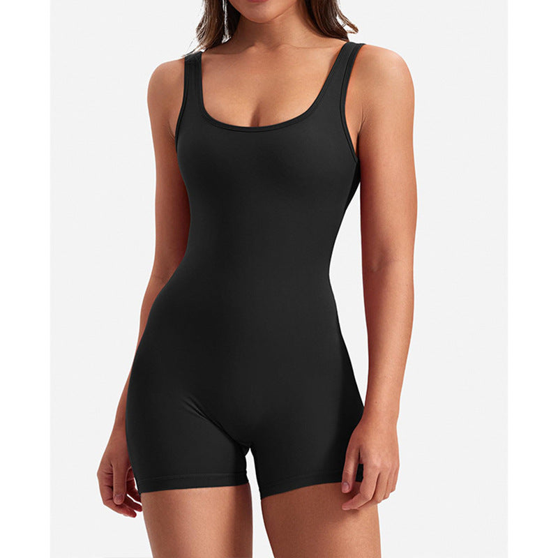 One-piece Nude Feel Pleated Fitness Jumpsuit